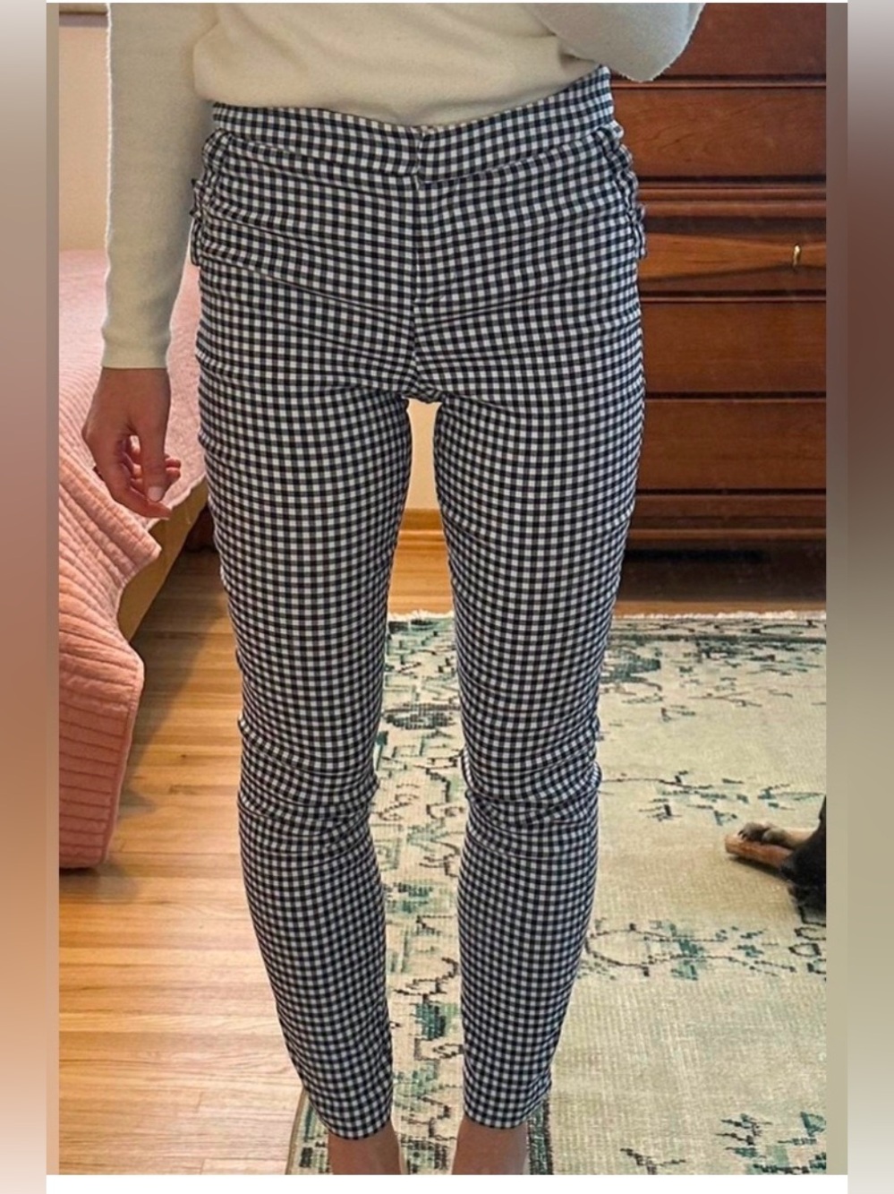 Cynthia Rowley gingham & pinstripe skinny trouser Pixie pants stretch sz 2